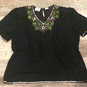 Vintage Stenay sequin and beaded silk top